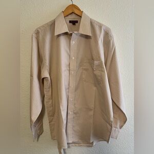 Red House Men's Beige Striped Dress Shirt, Size L NWOT